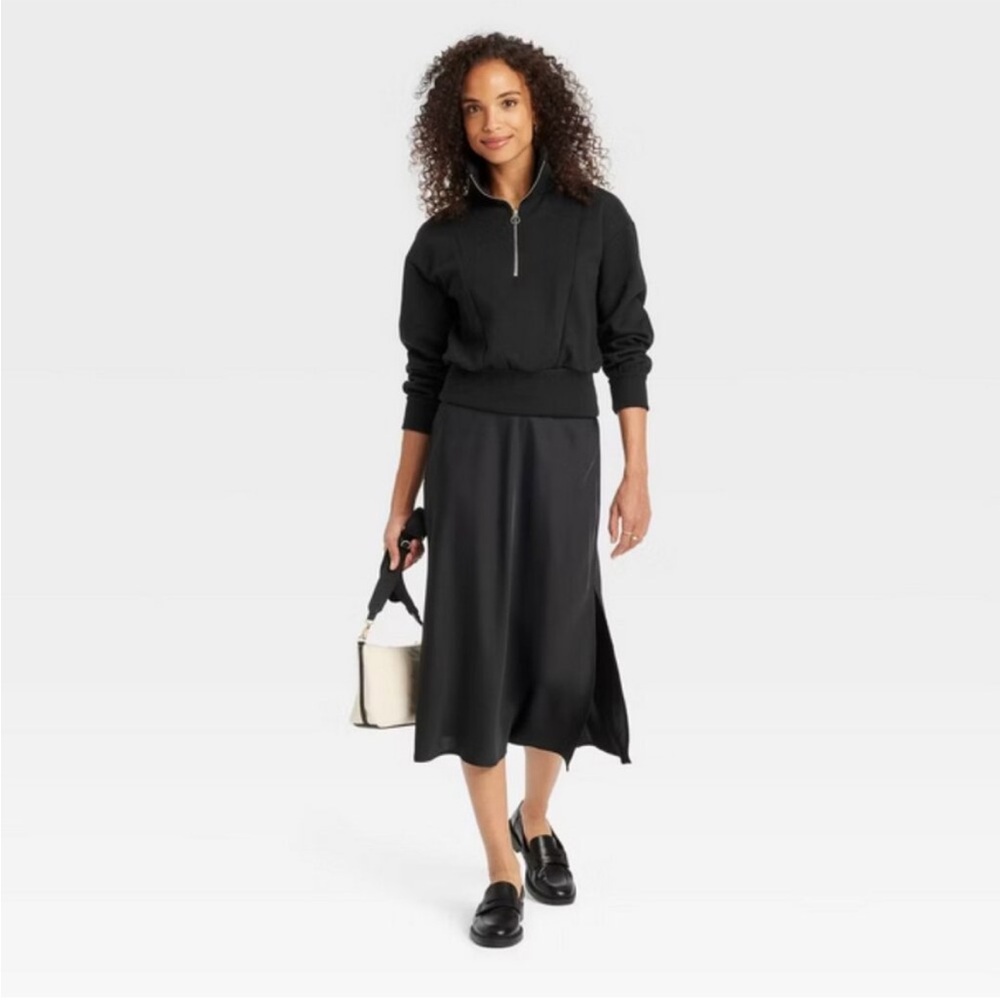 A New Day Cropped Black Quater Zip